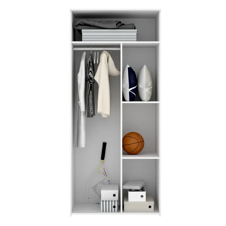 Armadio 90x205h cm 2 ante moderno rovere bianco Cairo