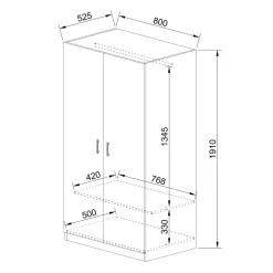 Armadio 80x191h cm 2 ante moderno rovere rustico Ilario