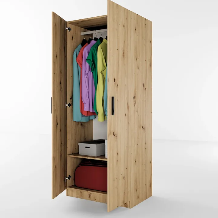 Armadio 80x191h cm 2 ante moderno rovere rustico Ilario