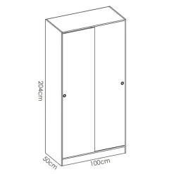 Armadio 100x204h cm 2 ante moderno scorrevoli rovere Royal