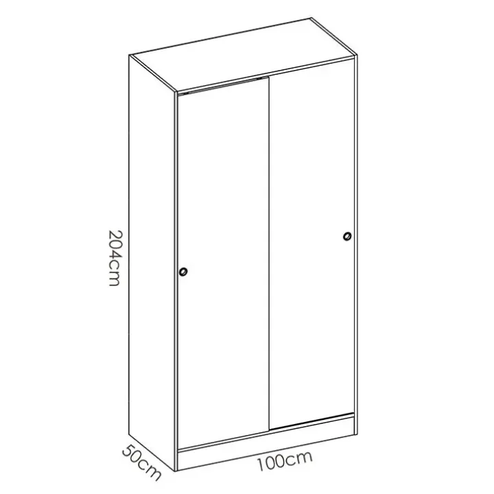 Armadio 100x204h cm 2 ante moderno scorrevoli rovere Royal