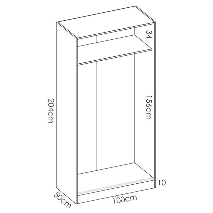 Armadio 100x204h cm 2 ante moderno scorrevoli rovere Royal