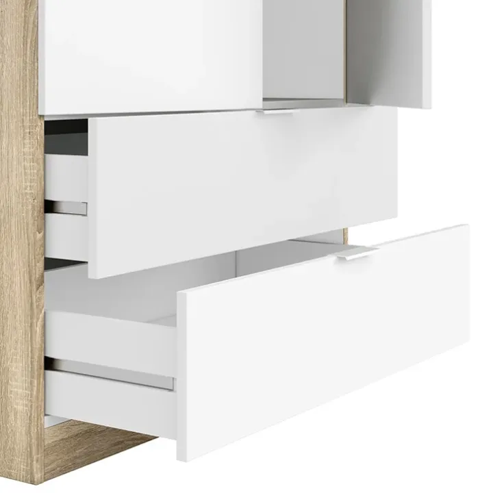 Armadio 82x180h cm 2 ante rovere bianco opaco 2 cassetti Abbey