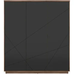Armadio 180x201h cm 3 ante rovere scuro nero opaco Elin
