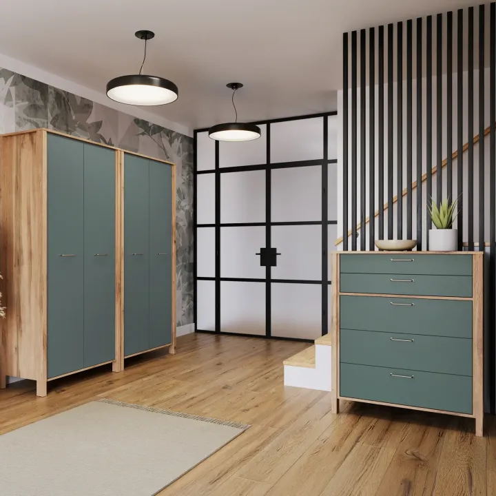 Armadio 90x200h cm 2 ante rovere verde Leave