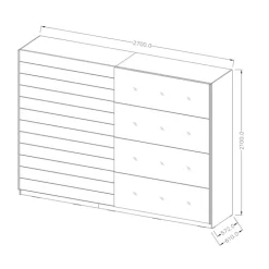 Armadio 270x210h cm 2 ante scorrevoli con specchio bianco frassinato Cortina Gihome®