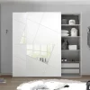 Armadio 243x230h cm 2 ante scorrevoli bianco frassinato opaco con serigrafia e specchio Olimpo