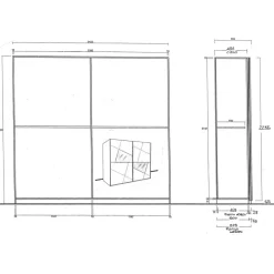 Armadio 243x230h cm 2 ante scorrevoli bianco frassinato opaco con serigrafia e specchio Olimpo