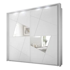 Armadio 243x230h cm 2 ante scorrevoli bianco frassinato opaco con serigrafia e specchio Olimpo
