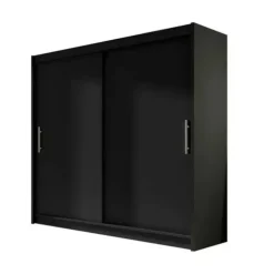Armadio 180x215h cm 2 ante scorrevoli design moderno nero Aisha