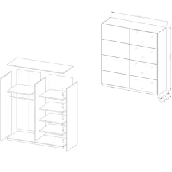 Armadio 180x210h cm 2 ante scorrevoli bianco opaco Pascal Gihome®