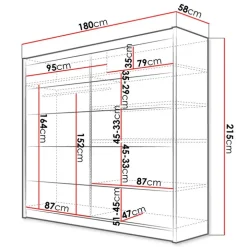 Armadio 180x215h cm 2 ante scorrevoli bianco opaco Karl