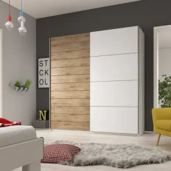 Armadio 270x210h cm 2 ante scorrevoli bianco opaco rovere Nexus Gihome®