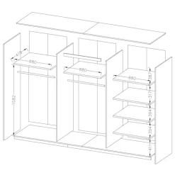 Armadio 270x210h cm 2 ante scorrevoli bianco opaco rovere Nexus Gihome®