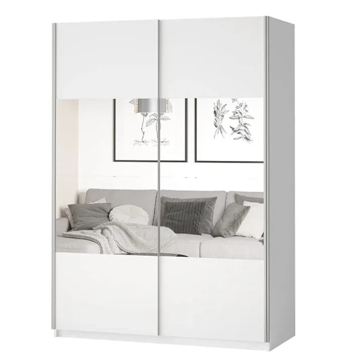 Armadio 120x210h cm 2 ante scorrevoli con specchio bianco opaco Pascal Gihome®