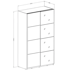 Armadio 120x210h cm 2 ante scorrevoli con specchio bianco opaco Pascal Gihome®