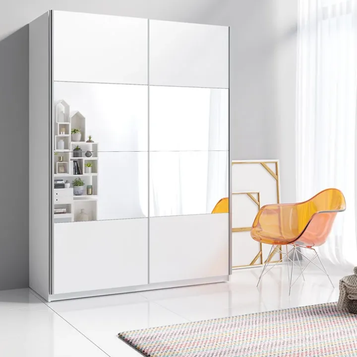 Armadio 120x210h cm 2 ante scorrevoli con specchio bianco opaco Pascal Gihome®