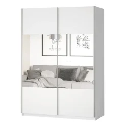 Armadio 120x210h cm 2 ante scorrevoli con specchio bianco opaco Pascal Gihome®