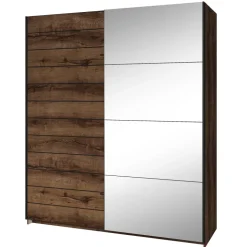 Armadio 180x210h cm 2 ante scorrevoli con specchio moderno rovere scuro Lisbona Gihome®
