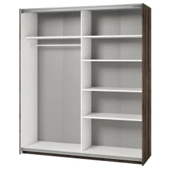 Armadio 180x210h cm 2 ante scorrevoli con specchio moderno rovere scuro Lisbona Gihome®
