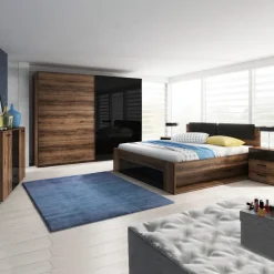 Armadio 270x210h cm 2 ante scorrevoli rovere nero lucido Cortina Gihome®