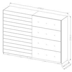 Armadio 270x210h cm 2 ante scorrevoli rovere nero lucido Cortina Gihome®