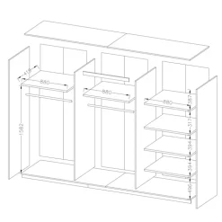 Armadio 270x210h cm 2 ante scorrevoli rovere nero lucido Cortina Gihome®