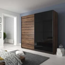Armadio 270x210h cm 2 ante scorrevoli rovere nero lucido Cortina Gihome®