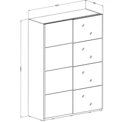 Armadio 150x210h cm 2 ante scorrevoli con specchio nero opaco Pascal Gihome®