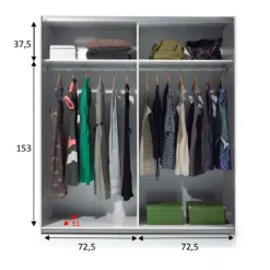 Armadio 150X200h cm 2 ante scorrevoli bianco opaco Taylor