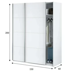 Armadio 150X200h cm 2 ante scorrevoli bianco opaco Taylor