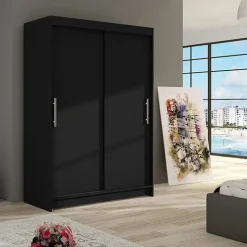 Armadio 120x200h cm 2 ante scorrevoli moderno nero Tancredi