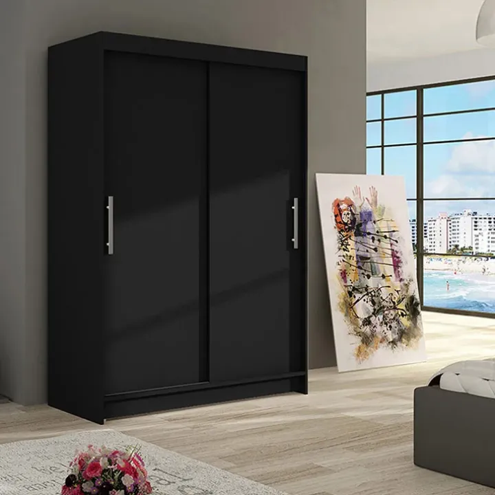 Armadio 120x200h cm 2 ante scorrevoli moderno nero Tancredi