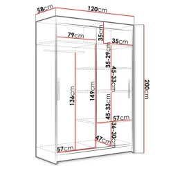 Armadio 120x200h cm 2 ante scorrevoli moderno nero Tancredi
