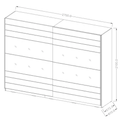 Armadio 270x210h cm 2 ante scorrevoli con specchio rovere scuro Brock Gihome®