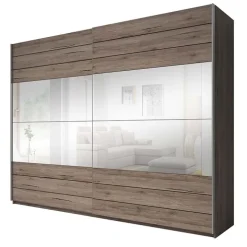 Armadio 270x210h cm 2 ante scorrevoli con specchio rovere scuro Brock Gihome®