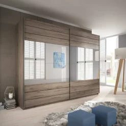 Armadio 270x210h cm 2 ante scorrevoli con specchio rovere scuro Brock Gihome®