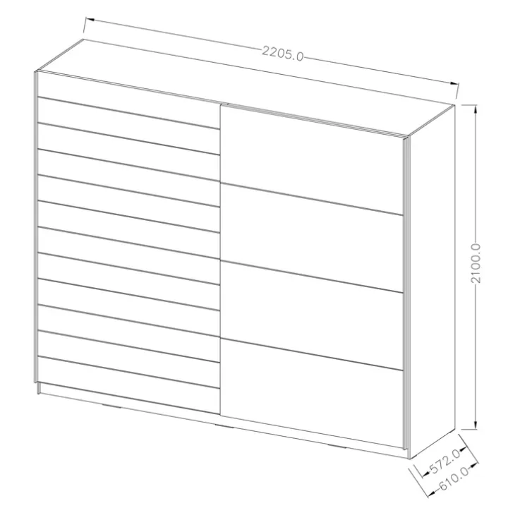Armadio 220x210h cm 2 ante scorrevoli bianco opaco rovere Nexus Gihome®