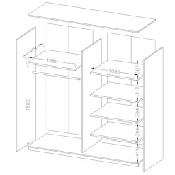 Armadio 220x210h cm 2 ante scorrevoli bianco opaco rovere Nexus Gihome®