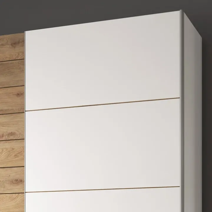 Armadio 220x210h cm 2 ante scorrevoli bianco opaco rovere Nexus Gihome®