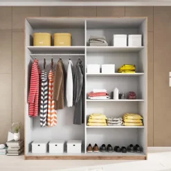 Armadio 220x210h cm 2 ante scorrevoli bianco opaco rovere Nexus Gihome®