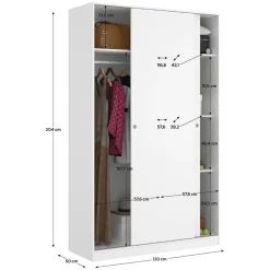 Armadio 120x204h cm 2 ante scorrevoli bianco Royal