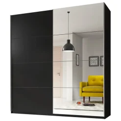 Armadio 180x210h cm 2 ante scorrevoli con specchio nero Pascal Gihome®