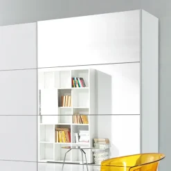 Armadio 221x210h cm 2 ante scorrevoli con specchio bianco Pascal Gihome®