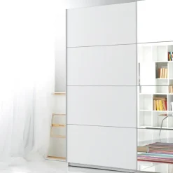 Armadio 221x210h cm 2 ante scorrevoli con specchio bianco Pascal Gihome®