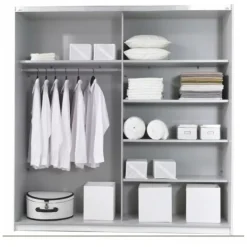 Armadio 221x210h cm 2 ante scorrevoli con specchio bianco Pascal Gihome®