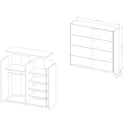 Armadio 200x210h cm 2 ante scorrevoli con specchio bianco opaco Pascal Gihome®