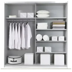 Armadio 200x210h cm 2 ante scorrevoli con specchio bianco opaco Pascal Gihome®