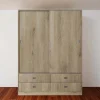 Armadio 150x201h cm 2 ante scorrevoli 4 cassetti rovere sonoma Danubio