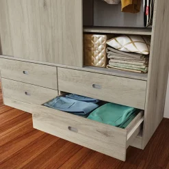 Armadio 150x201h cm 2 ante scorrevoli 4 cassetti rovere sonoma Danubio